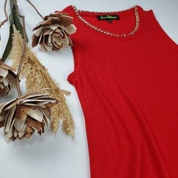 NEW Sam Edelman Red Viscose Gold Chain Top Small - Picture 9 of 10